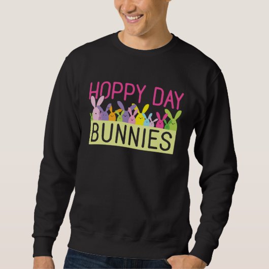 Cute Bunny Rabbit Hoppy Day Bunnies Happy Trui (Voorkant)