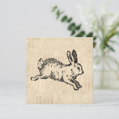 Cute Bunny Rabbit Illustration Script Art Feestdagenkaart (Staand voorkant)