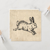 Cute Bunny Rabbit  Illustration Script Art Kaart (Voorkant / Achterkant in situ)