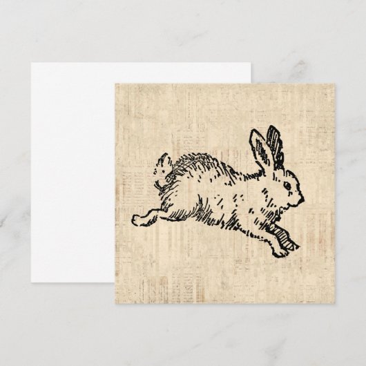Cute Bunny Rabbit  Illustration Script Art Kaart (Voorkant / Achterkant)