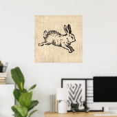 Cute Bunny Rabbit  Illustration Script Art Poster (Thuiskantoor)