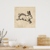Cute Bunny Rabbit  Illustration Script Art Poster (Keuken)