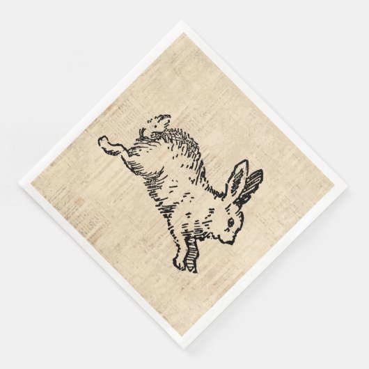 Cute Bunny Rabbit Illustration Script Art Servet (Hoek)