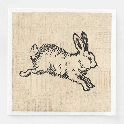 Cute Bunny Rabbit Illustration Script Art Servet (Voorkant)