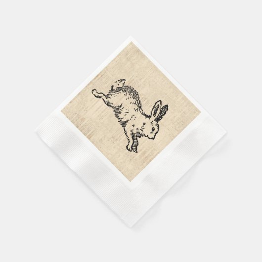 Cute Bunny Rabbit Illustration Script Art Servet (Hoek)