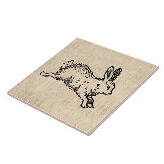 Cute Bunny Rabbit  Illustration Script Art Tegeltje (Zijkant)
