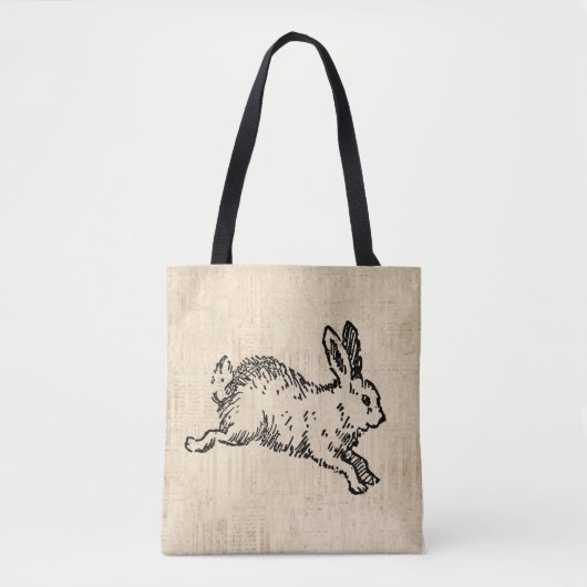 Cute Bunny Rabbit  Illustration Script Art Tote Bag (Voorkant)