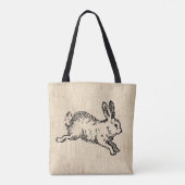 Cute Bunny Rabbit  Illustration Script Art Tote Bag (Achterkant)