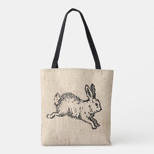 Cute Bunny Rabbit  Illustration Script Art Tote Bag (Achterkant)