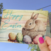 Cute Bunny Rabbit in een Basket Custom Feestdagen Kaart