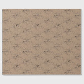 Cute Bunny Rabbit Ink Pattern Tan Brown Kraft Cadeaupapier (Vlak)