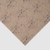 Cute Bunny Rabbit Ink Pattern Tan Brown Kraft Tissuepapier (Detail)