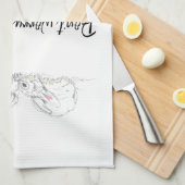 Cute Bunny Rabbit Ink Sketch|Maak je geen zorgen o Theedoek (Quarter Fold)