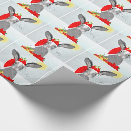 Cute Bunny Rabbit Kerstfeestay Theme Cadeaupapier (Hoek)