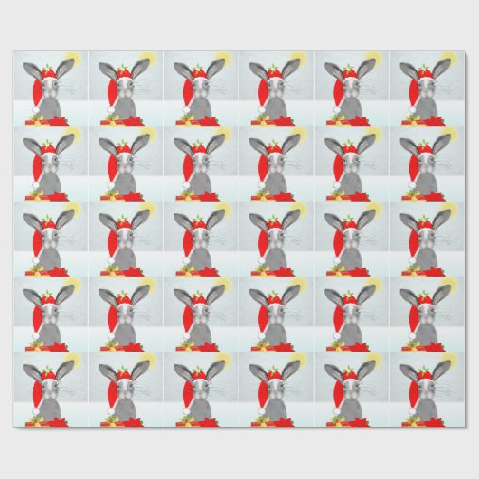 Cute Bunny Rabbit Kerstfeestay Theme Cadeaupapier (Vlak)