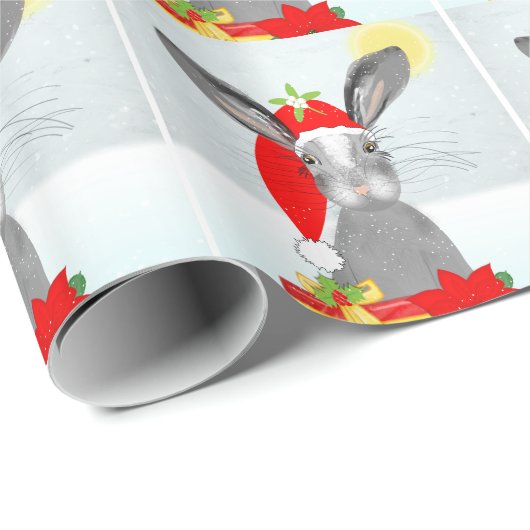 Cute Bunny Rabbit Kerstfeestay Theme Cadeaupapier (Rol Hoek)