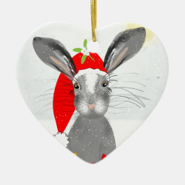 Cute Bunny Rabbit Kerstfeestay Theme Keramisch Ornament