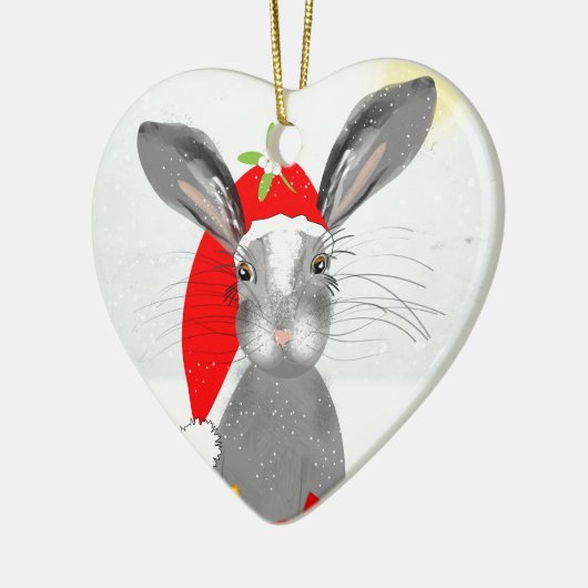 Cute Bunny Rabbit Kerstfeestay Theme Keramisch Ornament (Links)