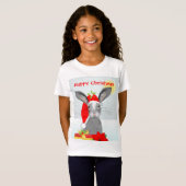 Cute Bunny Rabbit Kerstfeestay Theme T-shirt (Voorkant volledig)