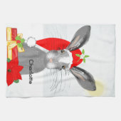Cute Bunny Rabbit Kerstfeestay Theme Theedoek (Horizontaal)