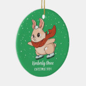 Cute Bunny Rabbit Kerstmis Snowy Winter Holiday Keramisch Ornament (Rechts)
