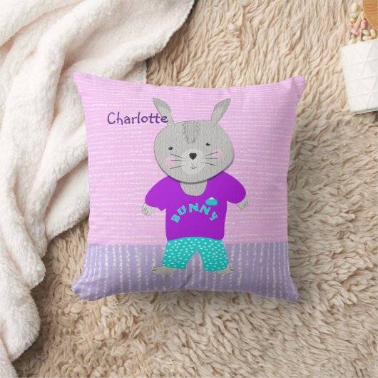Cute Bunny Rabbit Kinder Personalized Kussen (Deken)