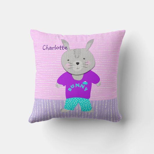 Cute Bunny Rabbit Kinder Personalized Kussen (Achterkant)