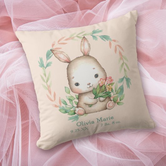 Cute Bunny Rabbit Leaf Wreath Baby Nursery Kussen