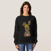 Cute Bunny Rabbit Leopard Bow Stropdas Happy Paasd Trui (Voorkant volledig)
