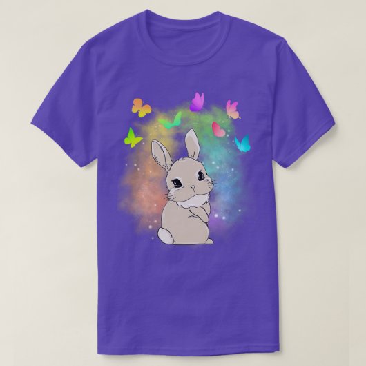 Cute Bunny Rabbit magische stofkleuren en Butterfl T-shirt (Design voorkant)