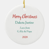 Cute Bunny Rabbit met Bird Wreate Kerstmis Keramisch Ornament (Achterkant)