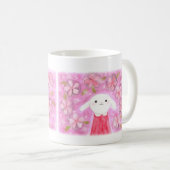 Cute Bunny Rabbit met Flowers  florale bunny Koffiemok (Voorkant rechts)