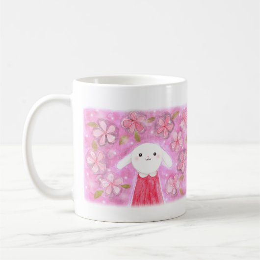 Cute Bunny Rabbit met Flowers  florale bunny Koffiemok (Links)