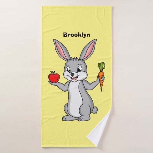 Cute bunny rabbit met groenten cartoon bad handdoek (Badhanddoek)