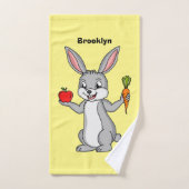 Cute bunny rabbit met groenten cartoon bad handdoek (Handdoek)