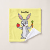 Cute bunny rabbit met groenten cartoon bad handdoek (Wasdoekje)