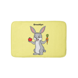 Cute bunny rabbit met groenten cartoon badmat