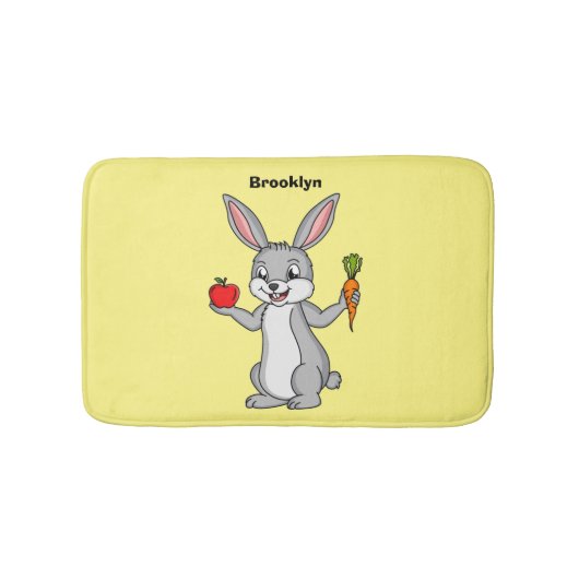 Cute bunny rabbit met groenten cartoon badmat (Voorkant)