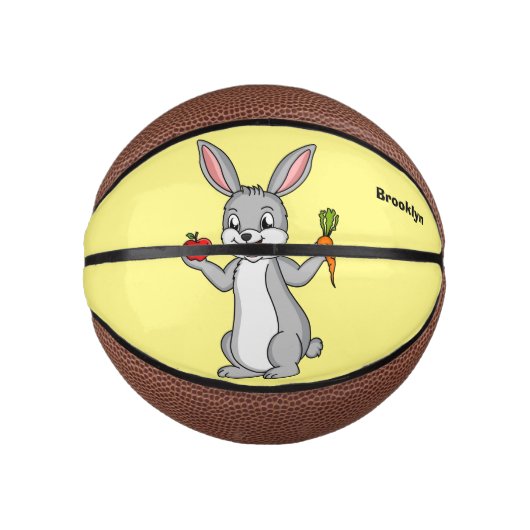 Cute bunny rabbit met groenten cartoon basketbal (Voorkant)