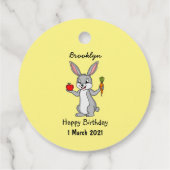 Cute bunny rabbit met groenten cartoon bedankjes labels (Achterkant)