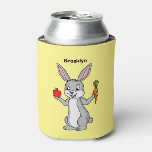 Cute bunny rabbit met groenten cartoon blikjeskoeler