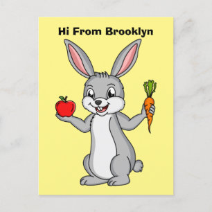 Cute bunny rabbit met groenten cartoon briefkaart