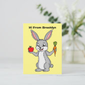 Cute bunny rabbit met groenten cartoon briefkaart (Staand voorkant)