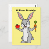 Cute bunny rabbit met groenten cartoon briefkaart (Voorkant / Achterkant)