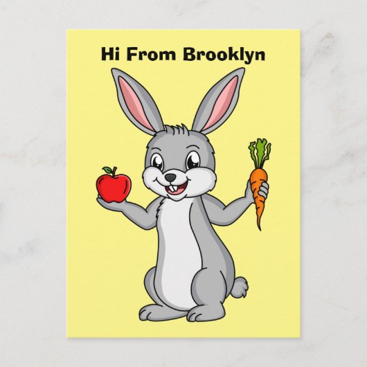 Cute bunny rabbit met groenten cartoon briefkaart (Voorkant)