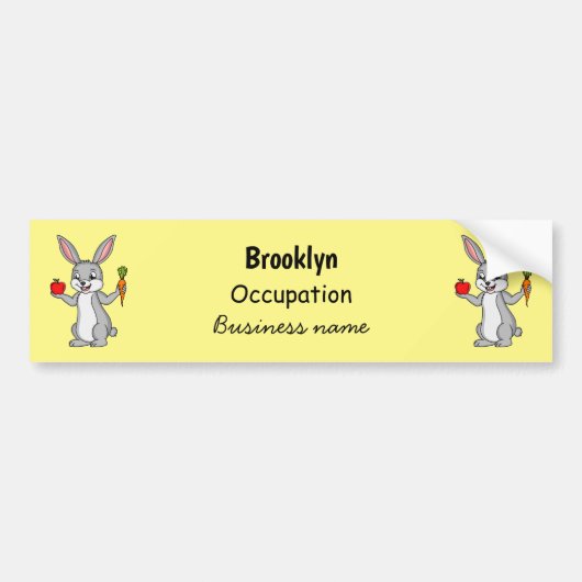 Cute bunny rabbit met groenten cartoon bumpersticker (Voorkant)
