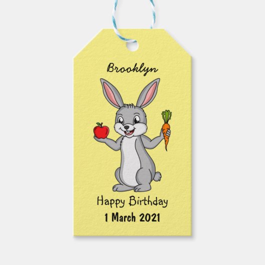 Cute bunny rabbit met groenten cartoon cadeaulabel (Voorkant)