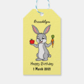 Cute bunny rabbit met groenten cartoon cadeaulabel (Achterkant)