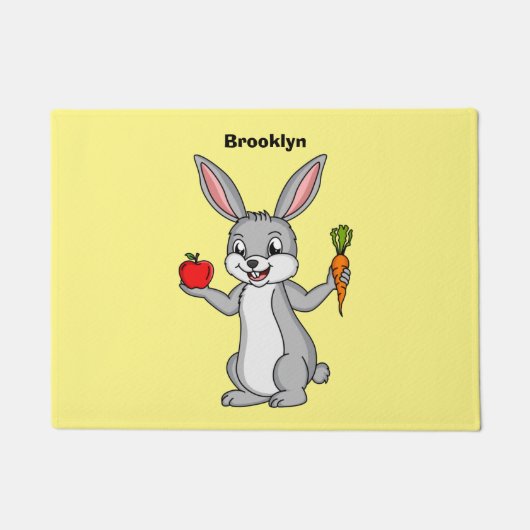 Cute bunny rabbit met groenten cartoon deurmat (Voorkant)