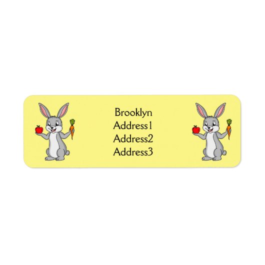 Cute bunny rabbit met groenten cartoon etiket (Voorkant)